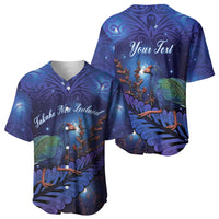 Takahe New Zealand Personalised Baseball Jersey Harakeke Silver Fern Maori Pattern LT22 - Polynesian Pride