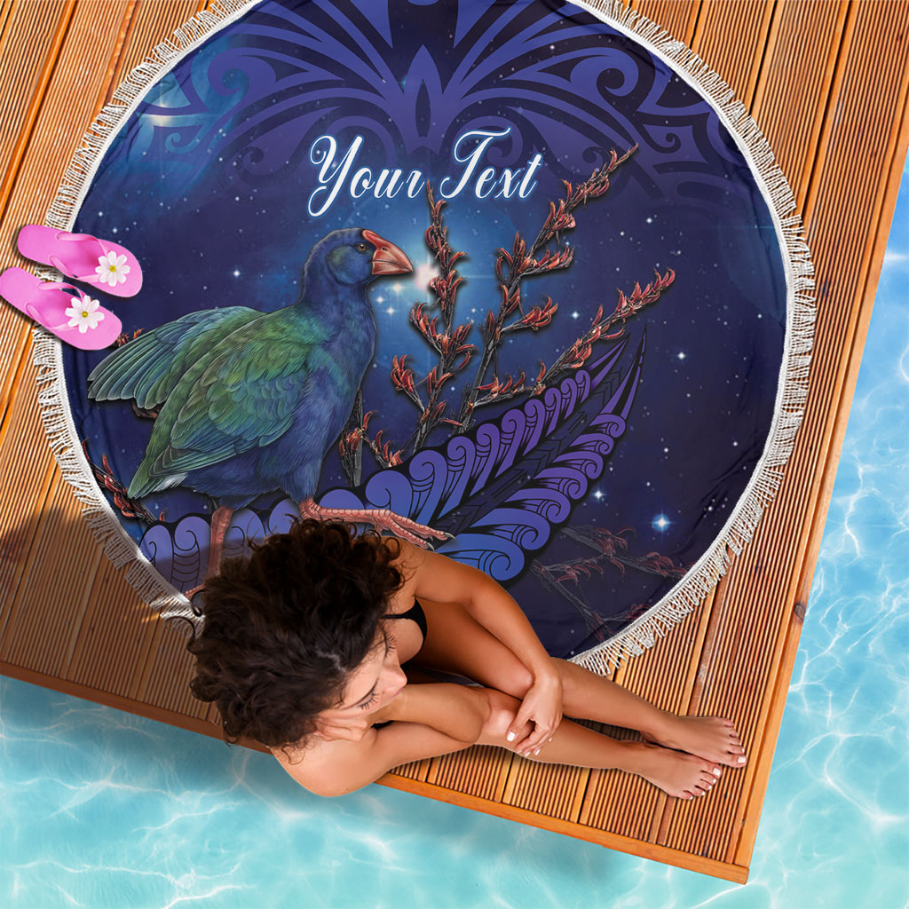 Takahe New Zealand Personalised Beach Blanket Harakeke Silver Fern Maori Pattern LT22 - Polynesian Pride