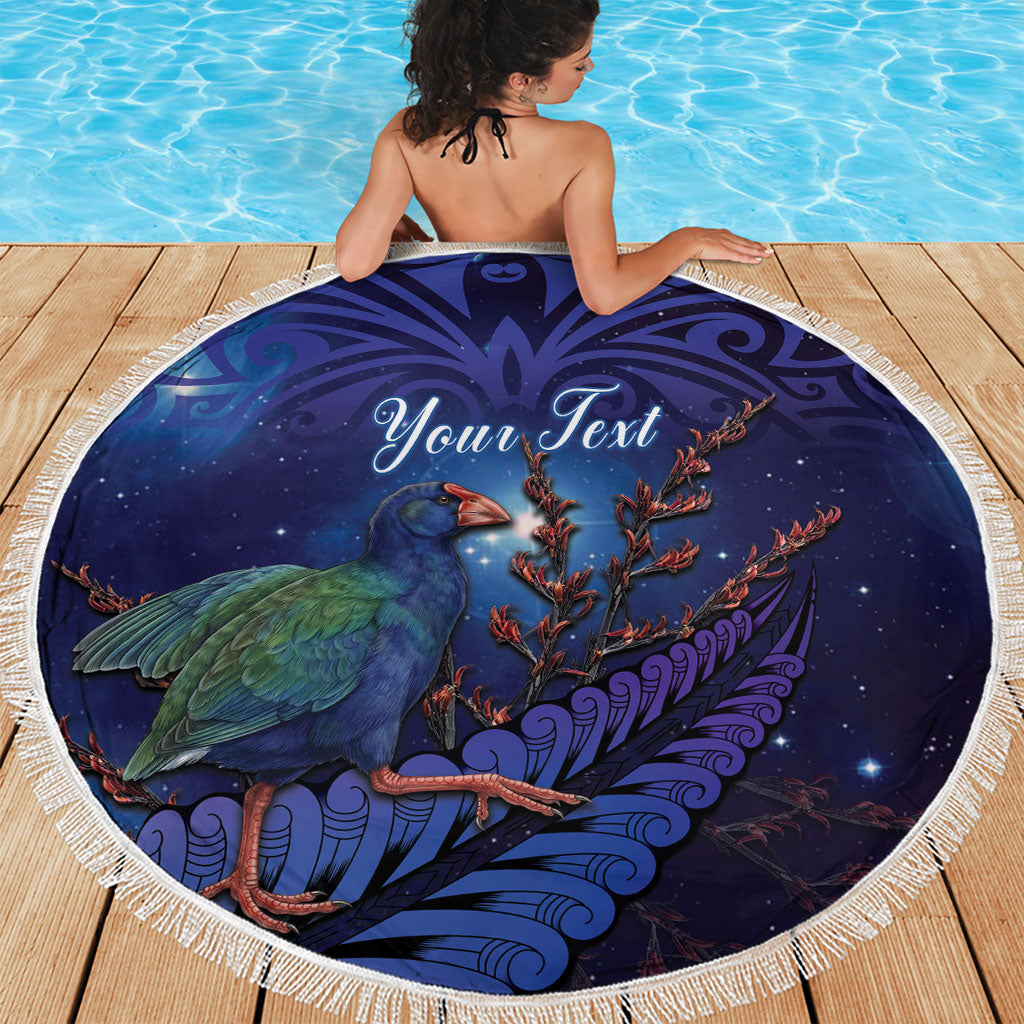 Takahe New Zealand Personalised Beach Blanket Harakeke Silver Fern Maori Pattern LT22 - Polynesian Pride