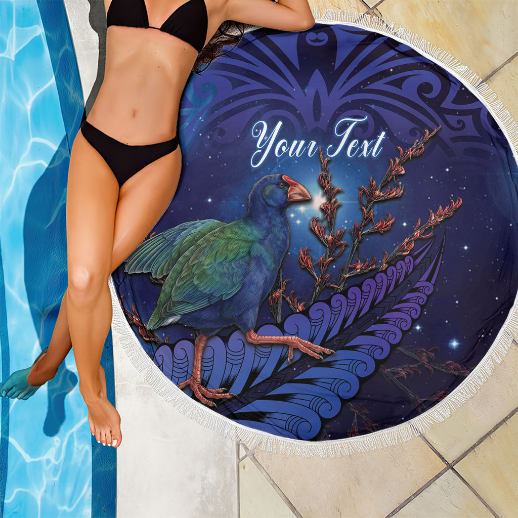 Takahe New Zealand Personalised Beach Blanket Harakeke Silver Fern Maori Pattern LT22 - Polynesian Pride