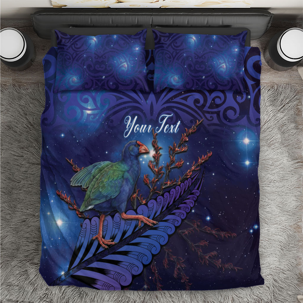 Takahe New Zealand Personalised Bedding Set Harakeke Silver Fern Maori Pattern LT22 Blue - Polynesian Pride