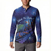 Takahe New Zealand Personalised Button Sweatshirt Harakeke Silver Fern Maori Pattern LT22 - Polynesian Pride
