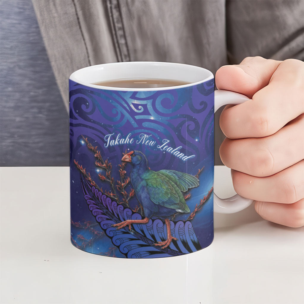 Takahe New Zealand Personalised Ceramic Mug Harakeke Silver Fern Maori Pattern LT22 - Polynesian Pride
