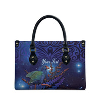 Takahe New Zealand Personalised Leather Bag Harakeke Silver Fern Maori Pattern LT22 - Polynesian Pride