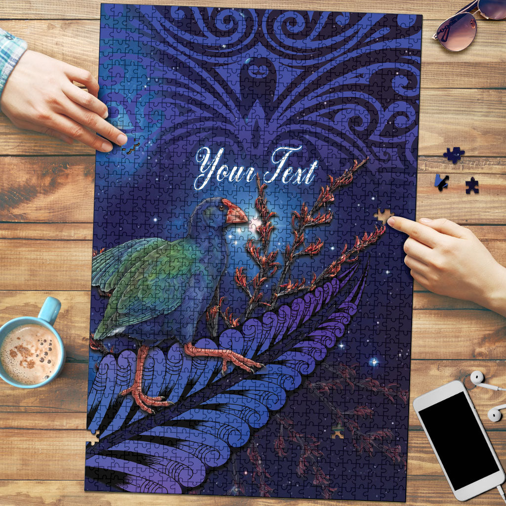 Takahe New Zealand Personalised Puzzle Harakeke Silver Fern Maori Pattern LT22 Blue - Polynesian Pride