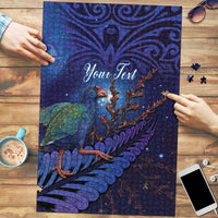 Takahe New Zealand Personalised Puzzle Harakeke Silver Fern Maori Pattern LT22 Blue - Polynesian Pride
