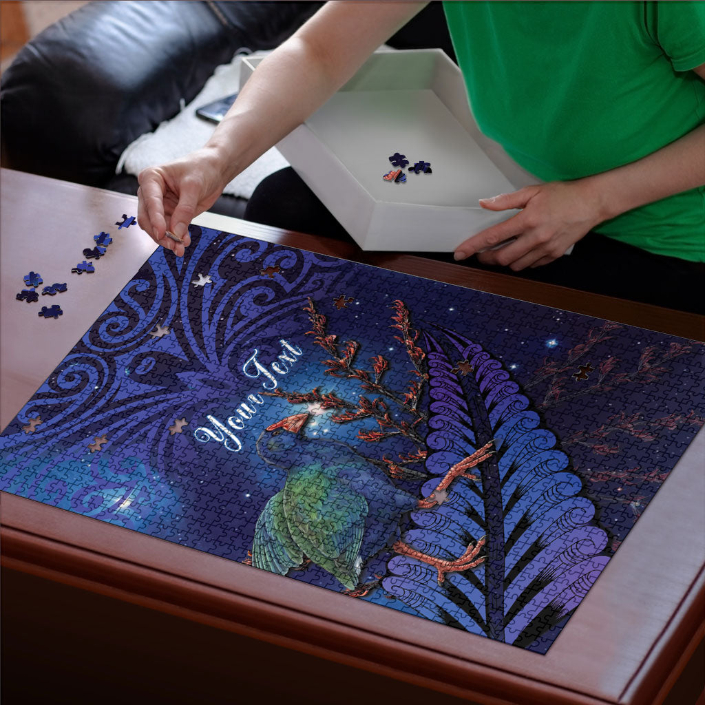 Takahe New Zealand Personalised Puzzle Harakeke Silver Fern Maori Pattern LT22 - Polynesian Pride