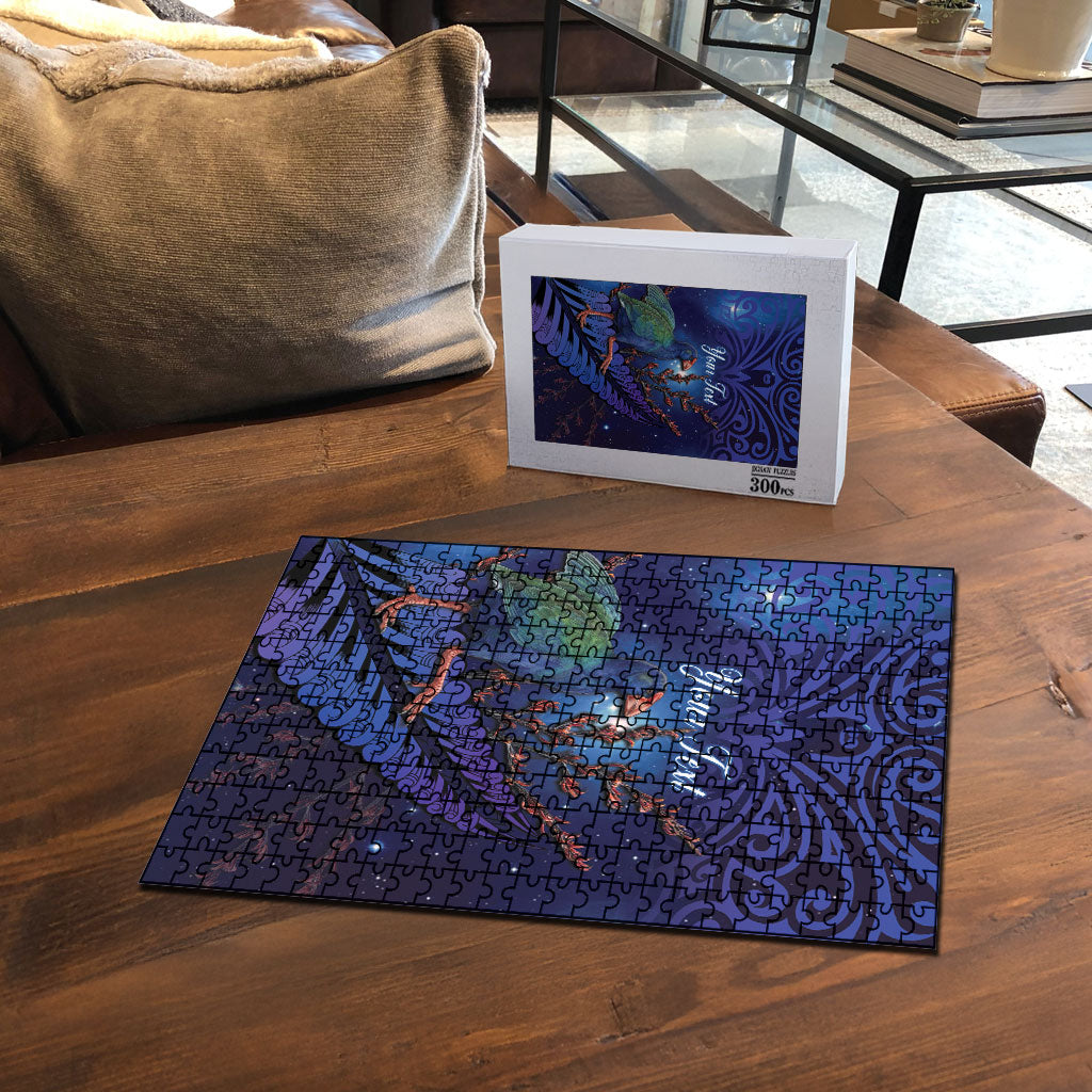 Takahe New Zealand Personalised Puzzle Harakeke Silver Fern Maori Pattern LT22 - Polynesian Pride