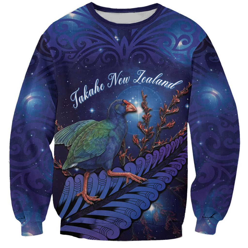 Takahe New Zealand Personalised Sweatshirt Harakeke Silver Fern Maori Pattern LT22 Unisex Blue - Polynesian Pride