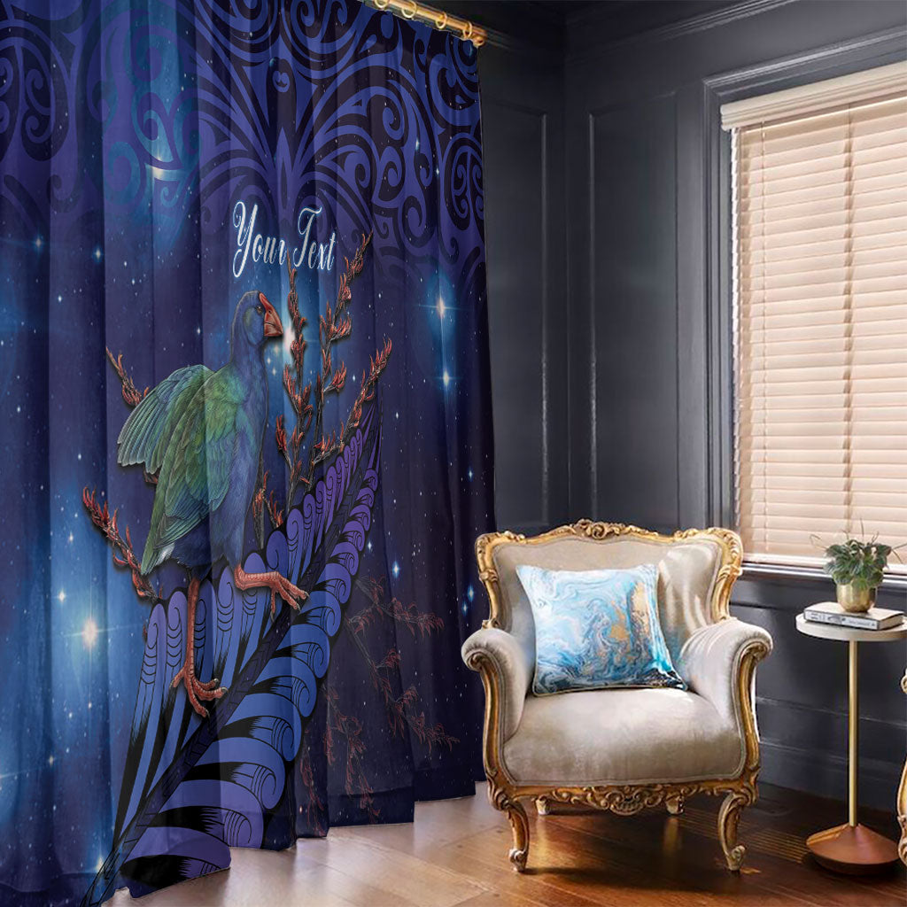 Takahe New Zealand Personalised Window Curtain Harakeke Silver Fern Maori Pattern LT22 - Polynesian Pride