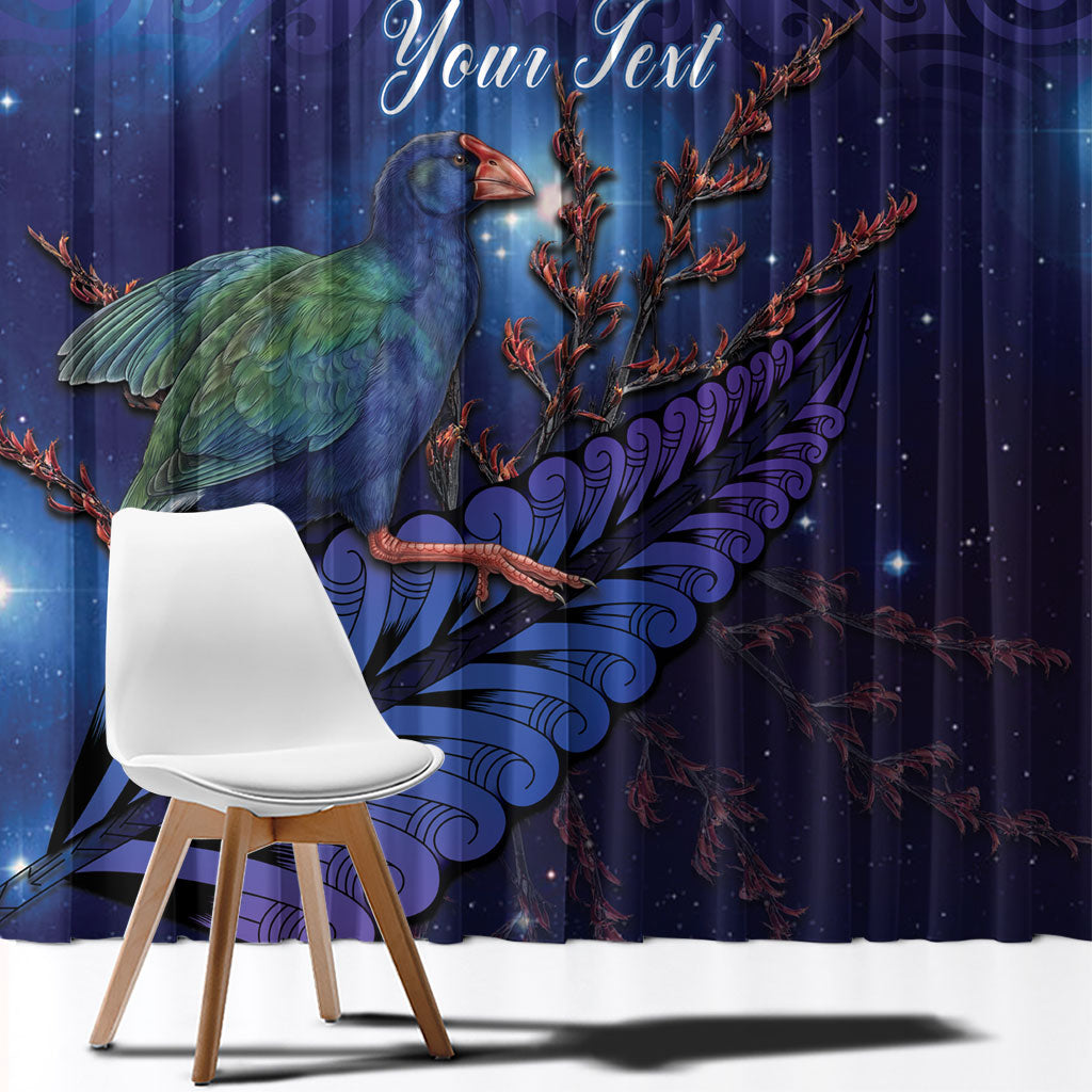 Takahe New Zealand Personalised Window Curtain Harakeke Silver Fern Maori Pattern LT22 - Polynesian Pride