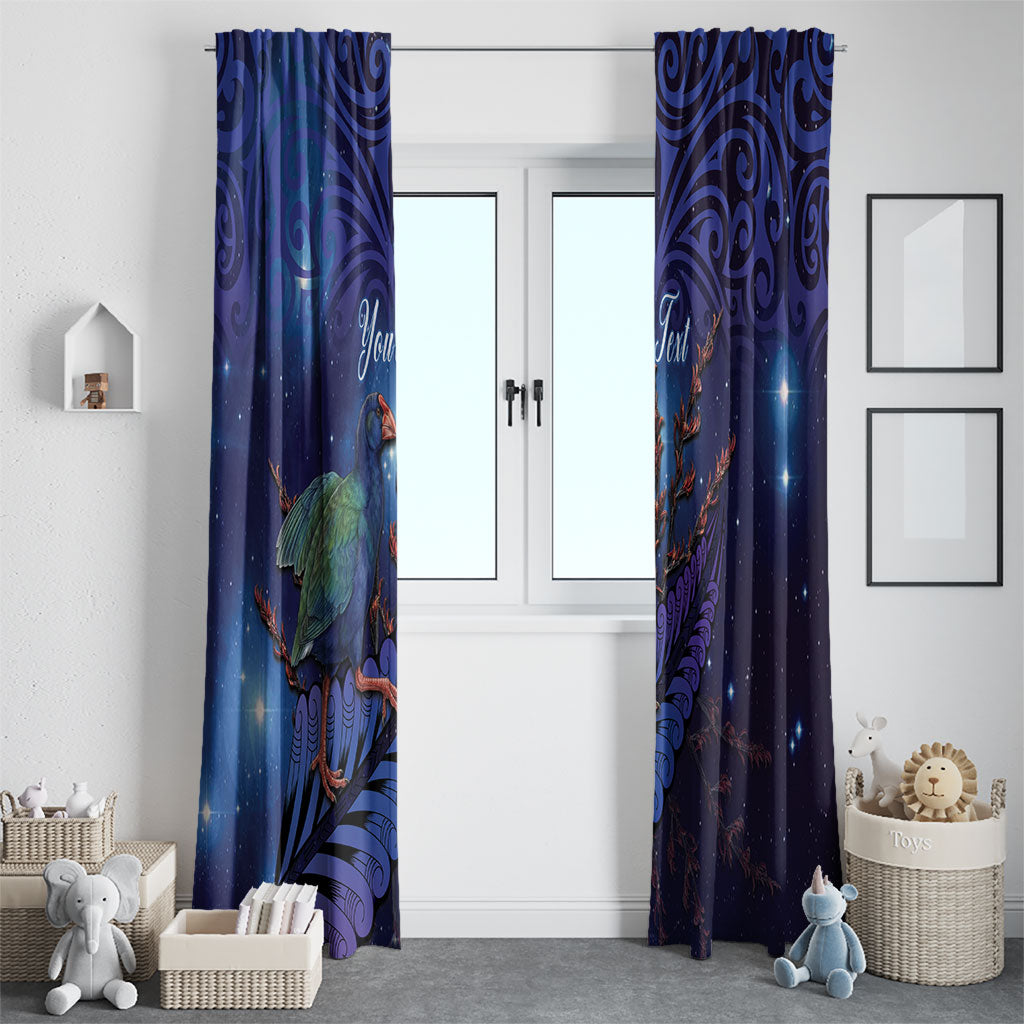 Takahe New Zealand Personalised Window Curtain Harakeke Silver Fern Maori Pattern LT22 - Polynesian Pride