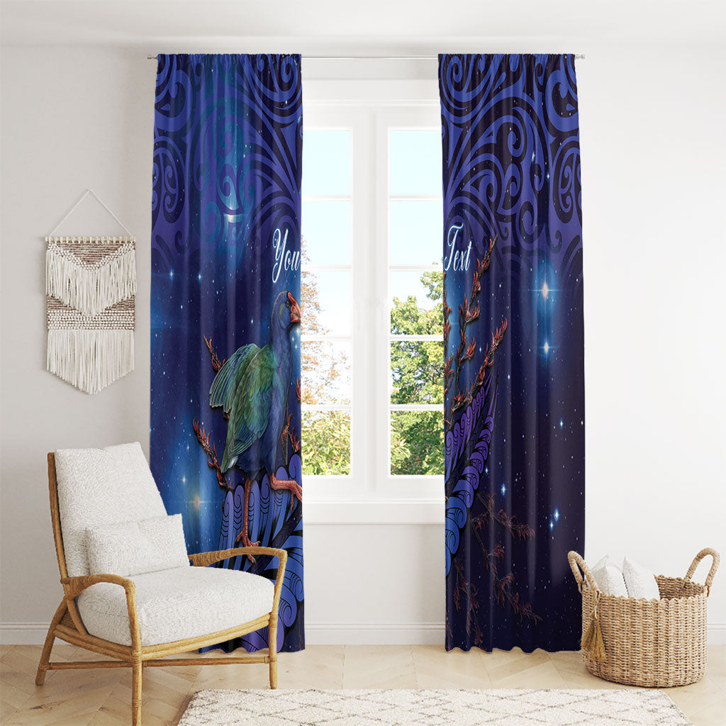 Takahe New Zealand Personalised Window Curtain Harakeke Silver Fern Maori Pattern LT22 - Polynesian Pride