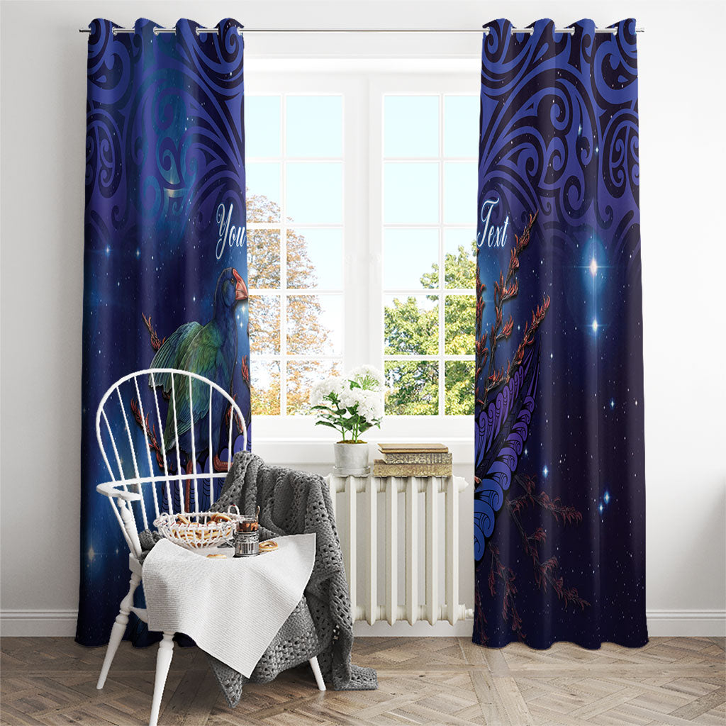 Takahe New Zealand Personalised Window Curtain Harakeke Silver Fern Maori Pattern LT22 - Polynesian Pride
