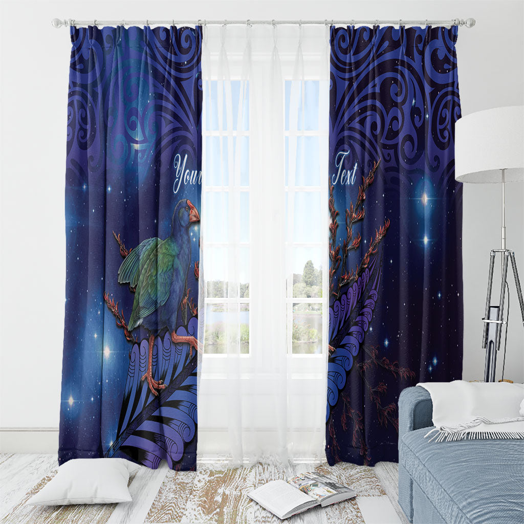 Takahe New Zealand Personalised Window Curtain Harakeke Silver Fern Maori Pattern LT22 - Polynesian Pride