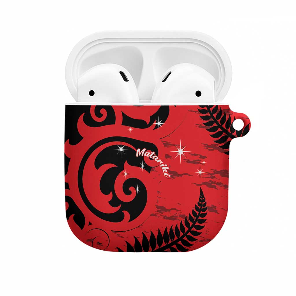 New Zealand Matariki AirPods Case Maori New Year Koru Pattern LT22 Red - Polynesian Pride