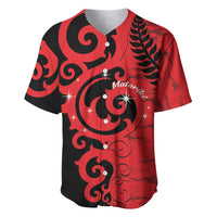 New Zealand Matariki Baseball Jersey Maori New Year Koru Pattern LT22 Red - Polynesian Pride
