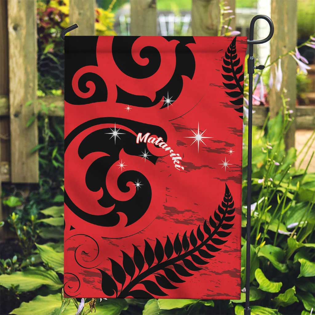 New Zealand Matariki Garden Flag Maori New Year Koru Pattern LT22 Garden Flag Red - Polynesian Pride