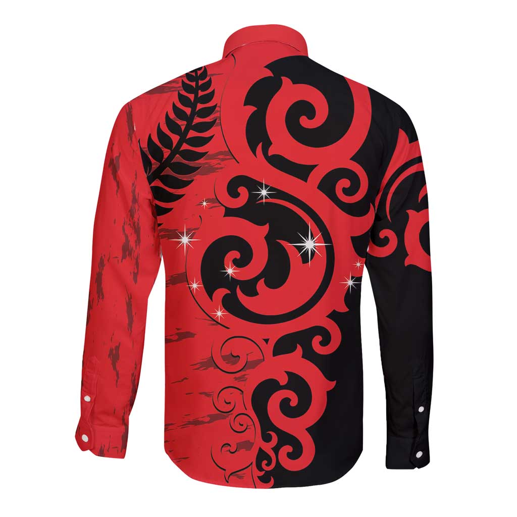New Zealand Matariki Long Sleeve Button Shirt Maori New Year Koru Pattern LT22 - Polynesian Pride
