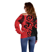 New Zealand Matariki Off Shoulder Sweater Maori New Year Koru Pattern LT22 - Polynesian Pride