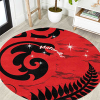 New Zealand Matariki Round Carpet Maori New Year Koru Pattern LT22 Red - Polynesian Pride