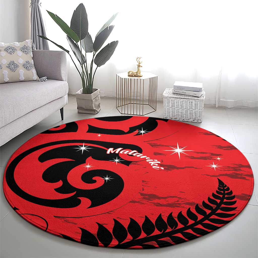 New Zealand Matariki Round Carpet Maori New Year Koru Pattern LT22 - Polynesian Pride