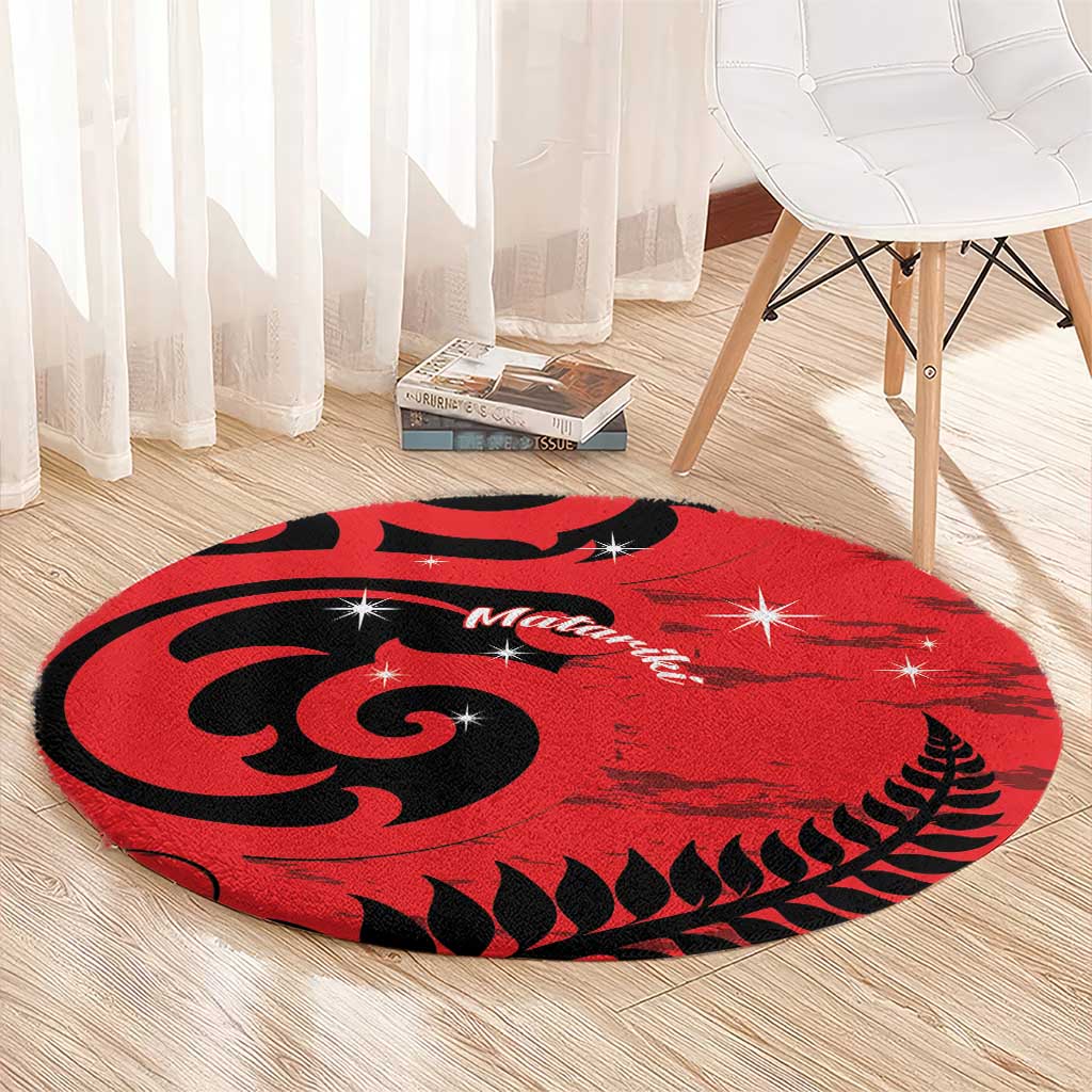 New Zealand Matariki Round Carpet Maori New Year Koru Pattern LT22 - Polynesian Pride