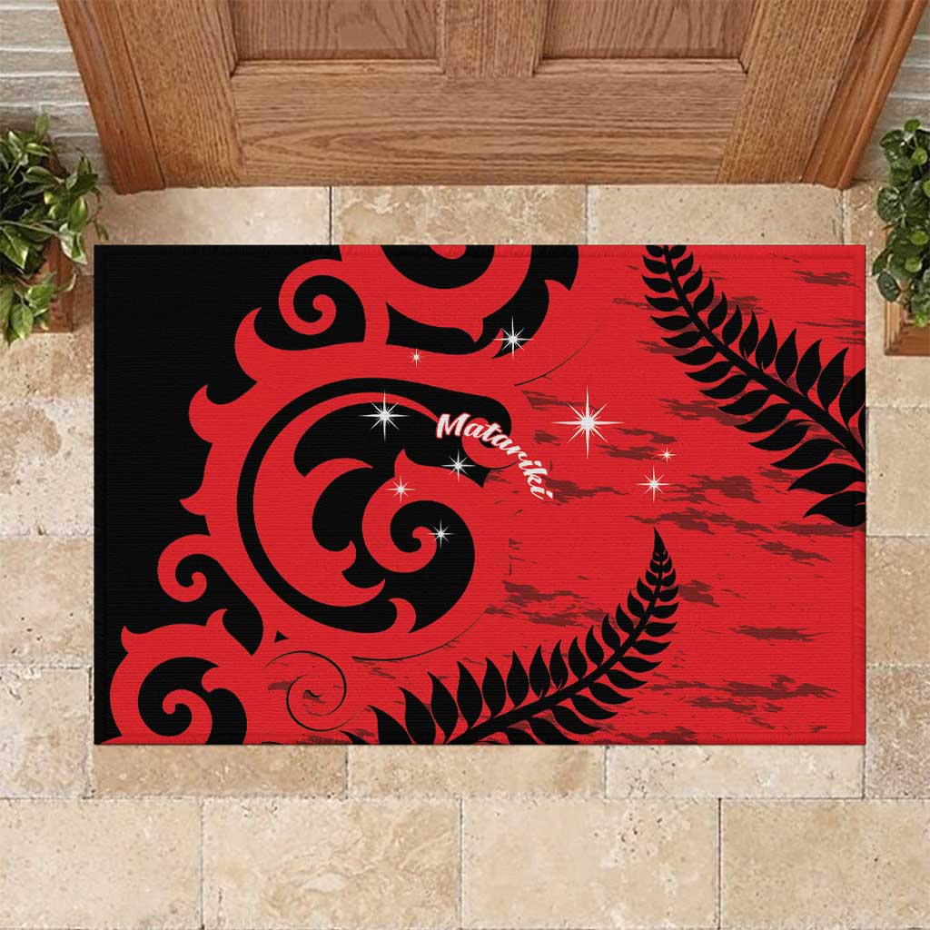 New Zealand Matariki Rubber Doormat Maori New Year Koru Pattern LT22 Red - Polynesian Pride