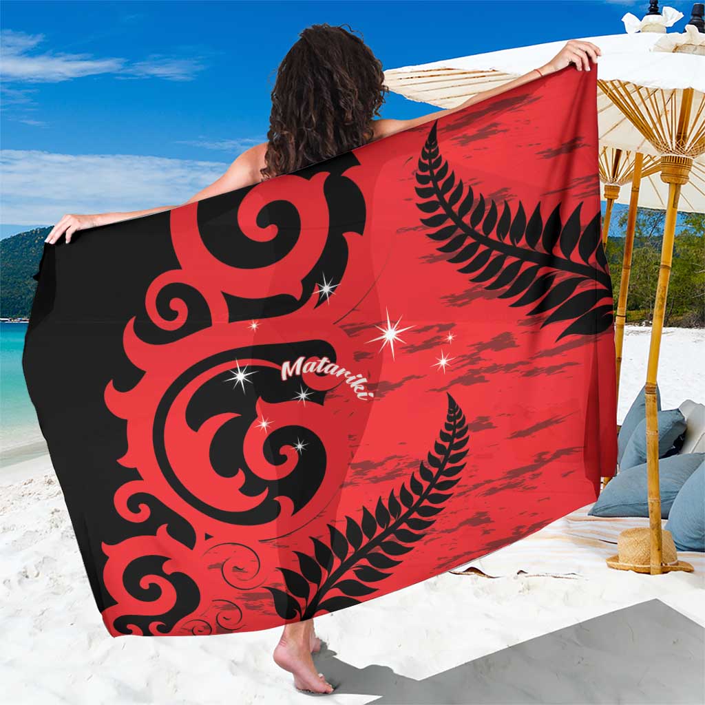 New Zealand Matariki Sarong Maori New Year Koru Pattern LT22 One Size 44 x 66 inches Red - Polynesian Pride