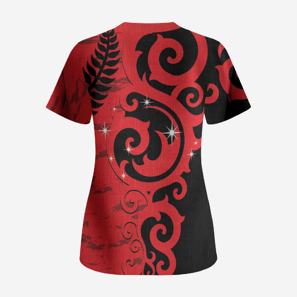 New Zealand Matariki Scrub Top Maori New Year Koru Pattern LT22 - Polynesian Pride