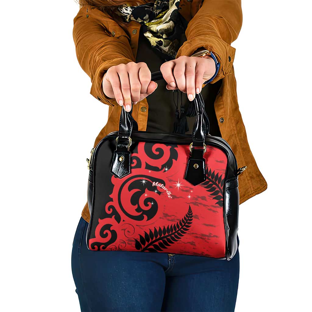 New Zealand Matariki Shoulder Handbag Maori New Year Koru Pattern LT22 One Size Red - Polynesian Pride