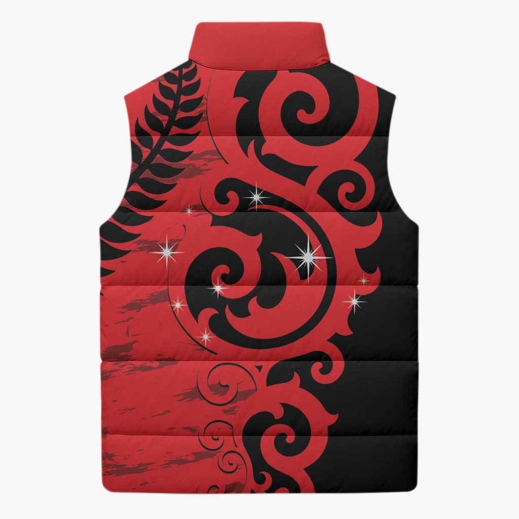 New Zealand Matariki Sleeveless Puffer Jacket Maori New Year Koru Pattern LT22 - Polynesian Pride