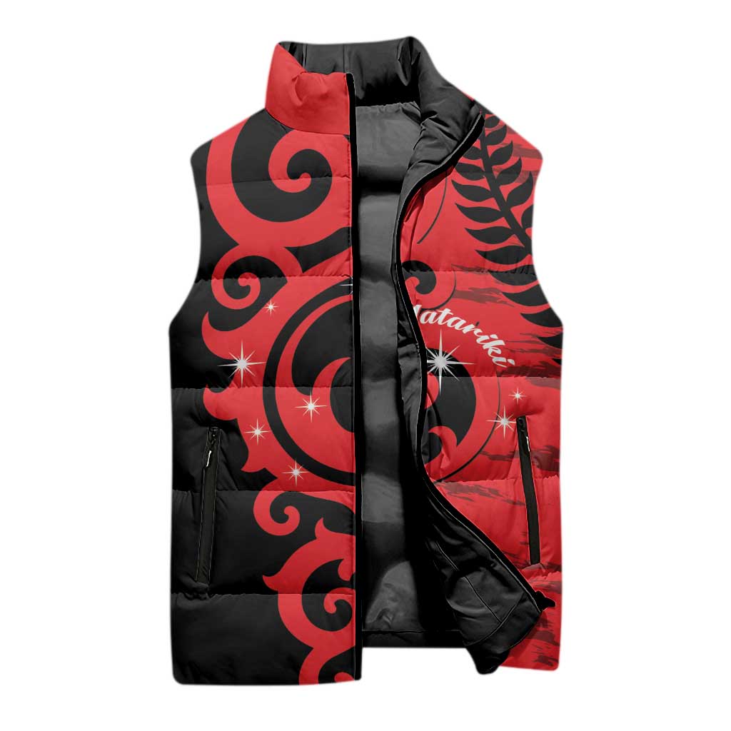 New Zealand Matariki Sleeveless Puffer Jacket Maori New Year Koru Pattern LT22 - Polynesian Pride