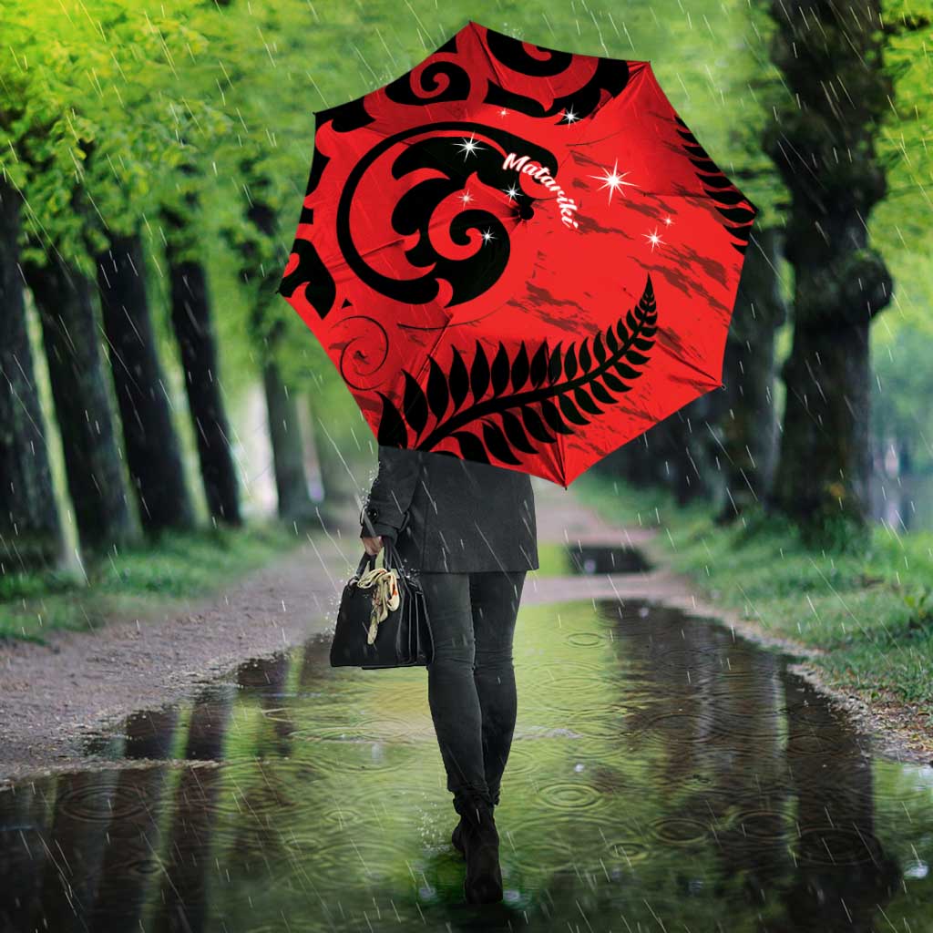 New Zealand Matariki Umbrella Maori New Year Koru Pattern LT22 - Polynesian Pride