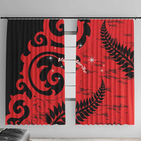 New Zealand Matariki Window Curtain Maori New Year Koru Pattern LT22 With Hooks Red - Polynesian Pride