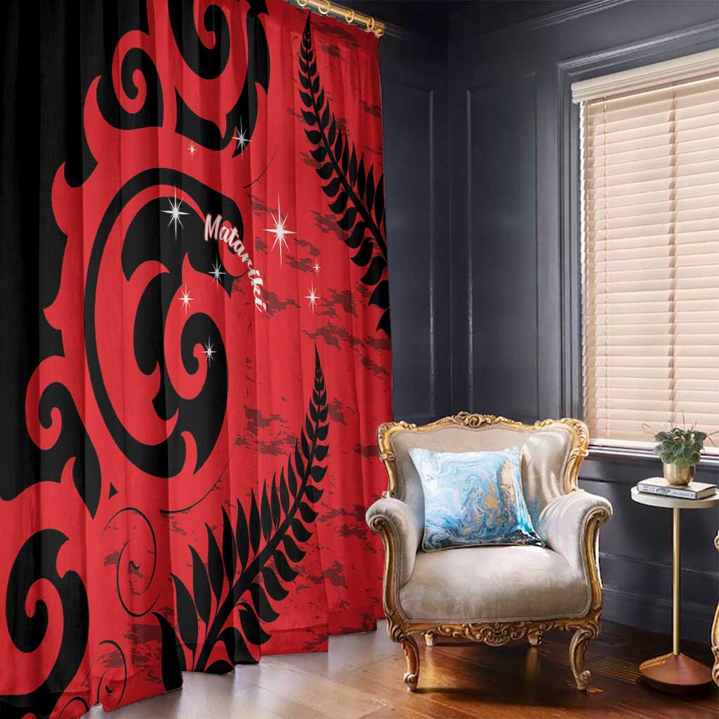 New Zealand Matariki Window Curtain Maori New Year Koru Pattern LT22 - Polynesian Pride