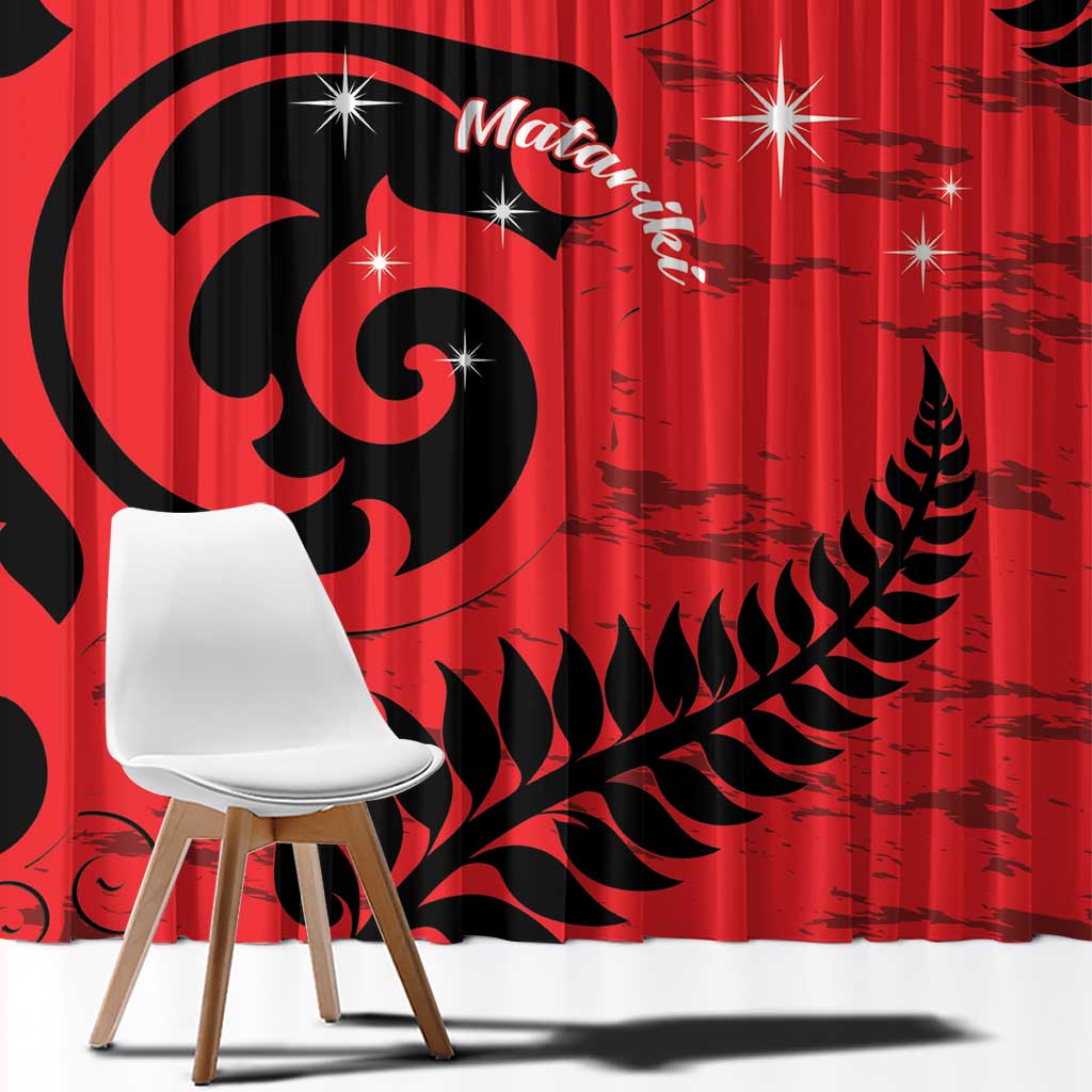 New Zealand Matariki Window Curtain Maori New Year Koru Pattern LT22 - Polynesian Pride