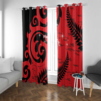 New Zealand Matariki Window Curtain Maori New Year Koru Pattern LT22 With Grommets Red - Polynesian Pride