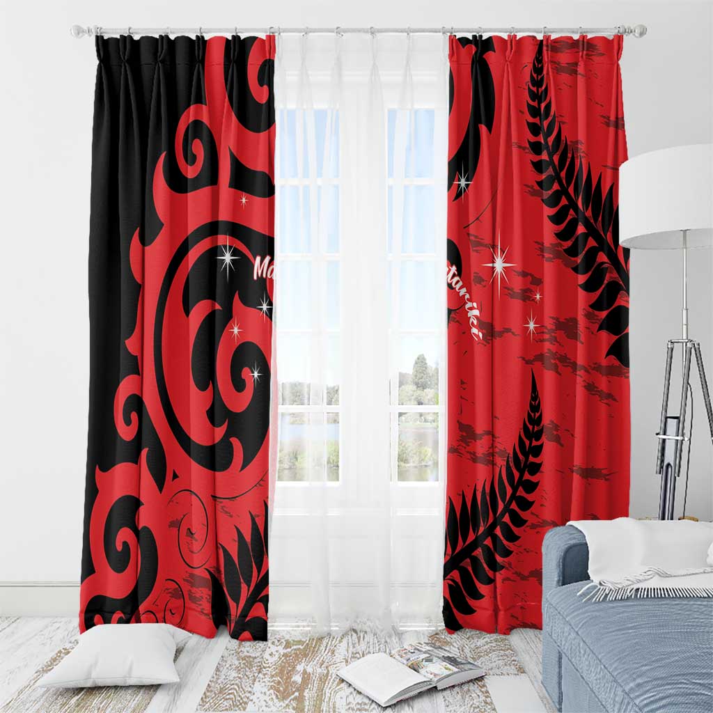 New Zealand Matariki Window Curtain Maori New Year Koru Pattern LT22 - Polynesian Pride