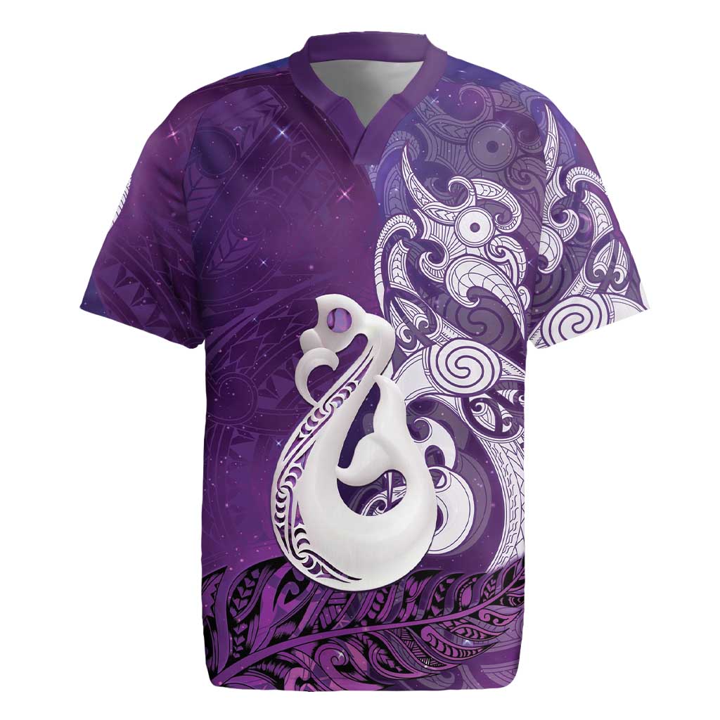 New Zealand Matariki Rugby Jersey Maori Manaia Galaxy Silver Fern Purple Color LT22 Purple - Polynesian Pride