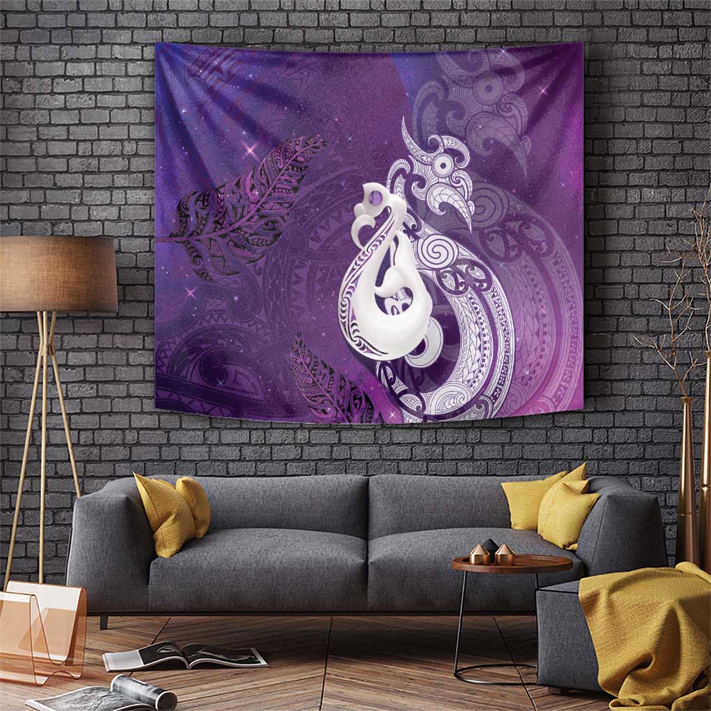 New Zealand Matariki Tapestry Maori Manaia Galaxy Silver Fern Purple Color LT22 Purple - Polynesian Pride