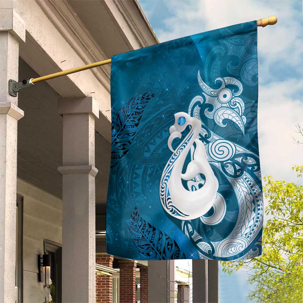 New Zealand Matariki Garden Flag Maori Manaia Galaxy Silver Fern Blue Color LT22 House Flag Blue - Polynesian Pride
