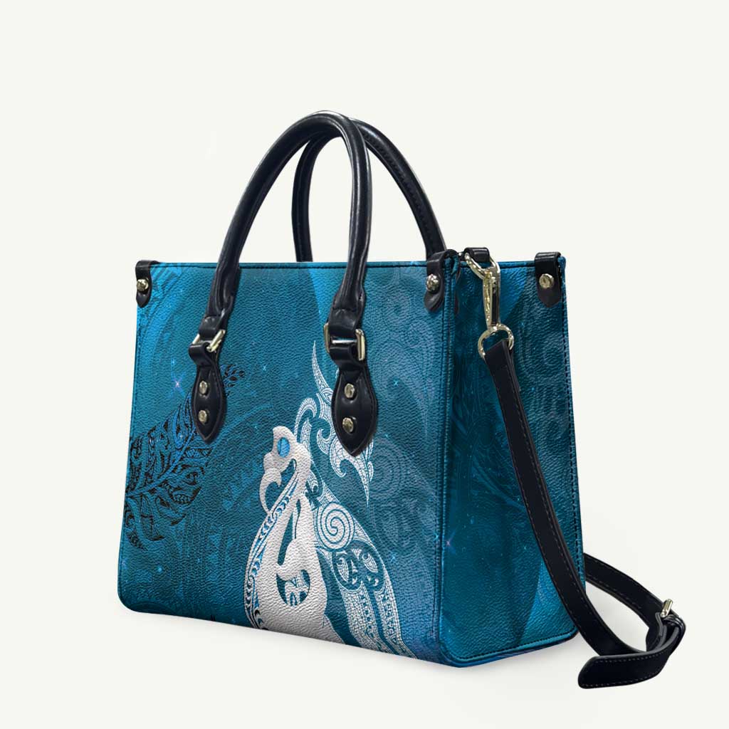 New Zealand Matariki Leather Bag Maori Manaia Galaxy Silver Fern Blue Color LT22 Blue - Polynesian Pride