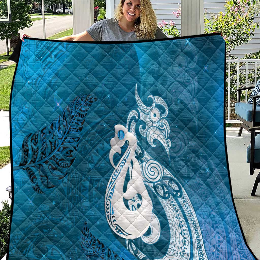 New Zealand Matariki Quilt Maori Manaia Galaxy Silver Fern Blue Color LT22 Blue - Polynesian Pride