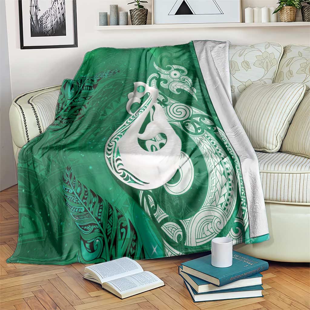 New Zealand Matariki Blanket Maori Manaia Galaxy Silver Fern Green Color LT22 Green - Polynesian Pride