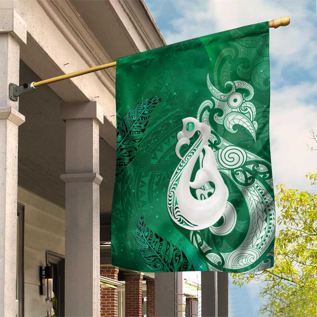 New Zealand Matariki Garden Flag Maori Manaia Galaxy Silver Fern Green Color LT22 House Flag Green - Polynesian Pride