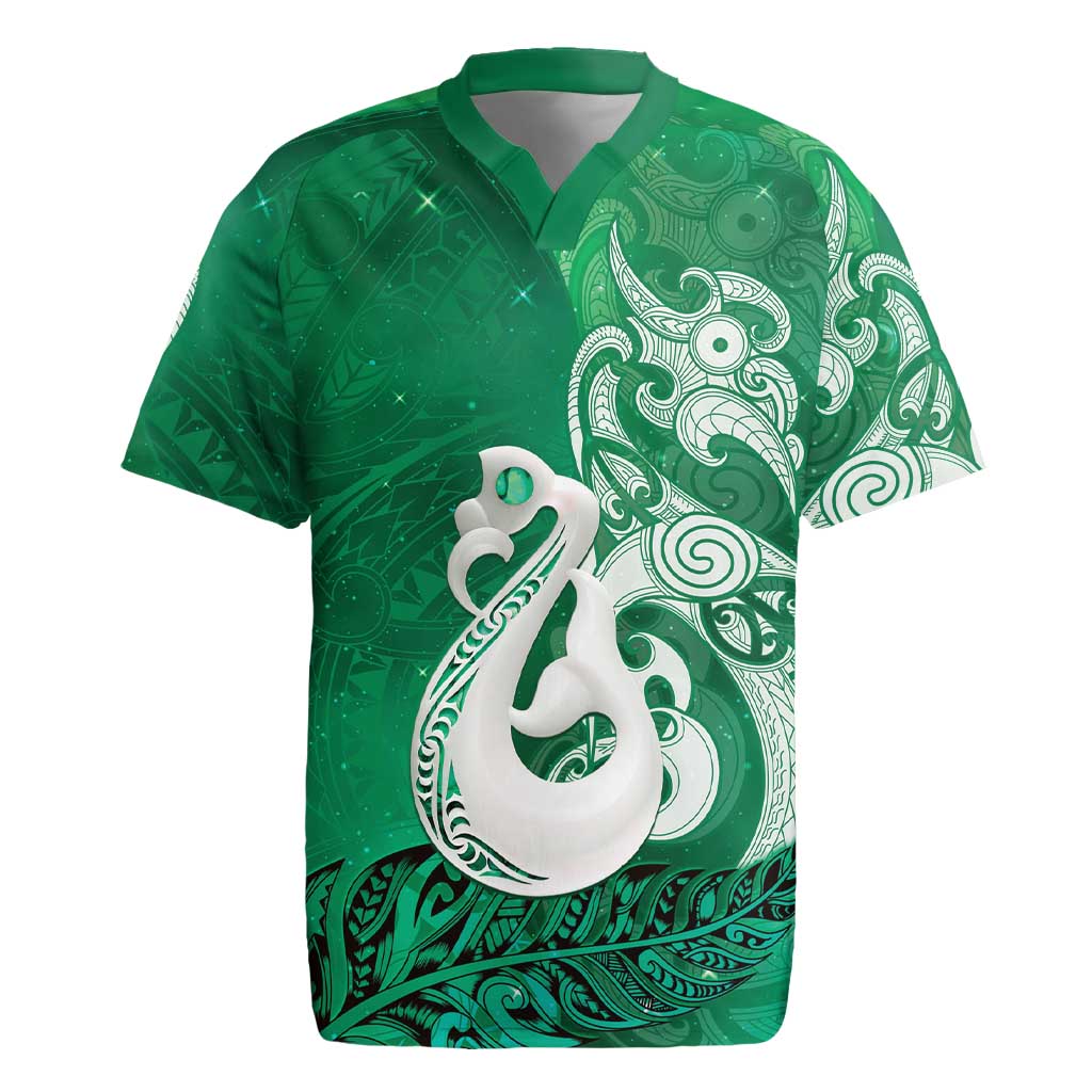 New Zealand Matariki Rugby Jersey Maori Manaia Galaxy Silver Fern Green Color LT22 Green - Polynesian Pride