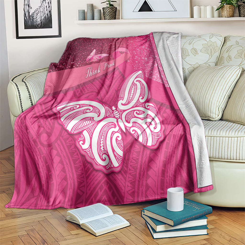 New Zealand Breast Cancer Awareness Blanket Pink Ribbon Butterfly Maori Pattern LT22 Pink - Polynesian Pride