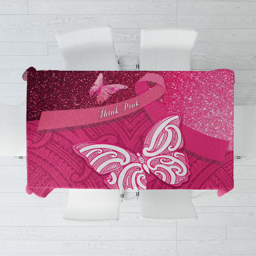 New Zealand Breast Cancer Awareness Tablecloth Pink Ribbon Butterfly Maori Pattern LT22 Pink - Polynesian Pride