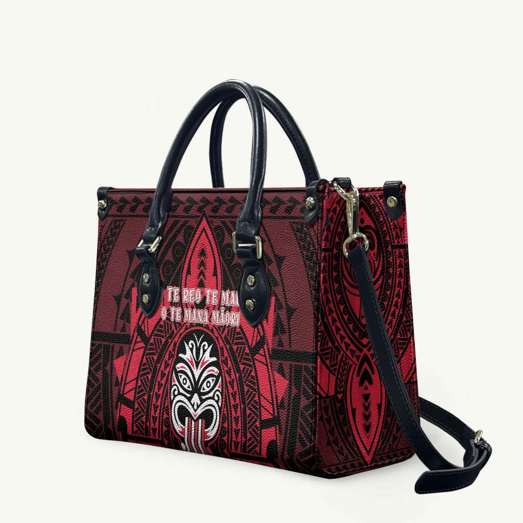 New Zealand Maori Language Week Leather Bag Te Wiki O Te Reo Maori Hei Tiki LT22 Red - Polynesian Pride